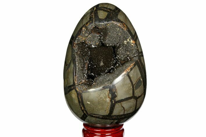 Bargain, Septarian Dragon Egg Geode - Black Crystals #157295